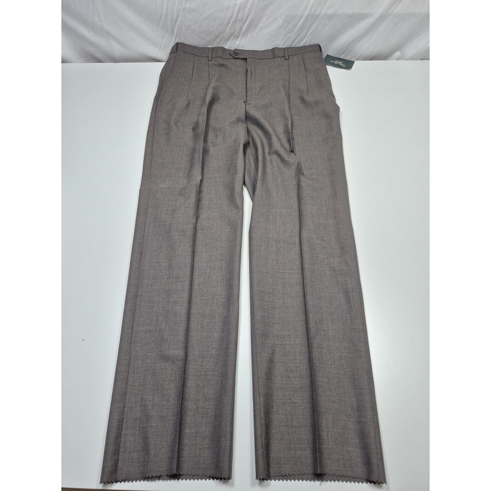 Palm Beach Suit Pants Mens 44x36 Gray 100% Wool Pleated Dress Unhemmed NWT